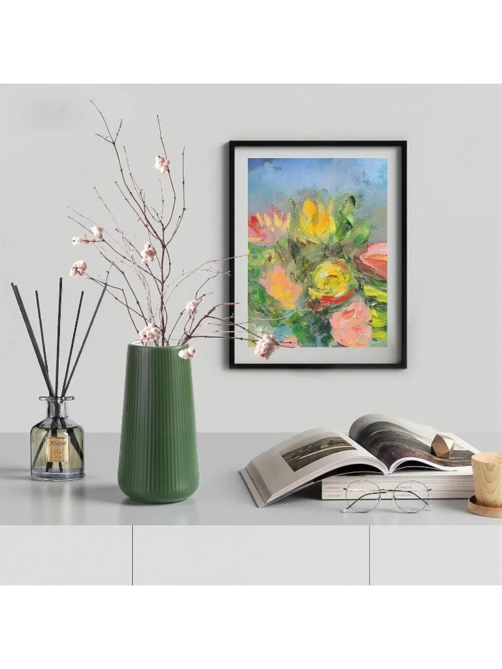 Gradient Green Ceramic Cute Flower Vase For Pampas Grass Living Room Office Deco